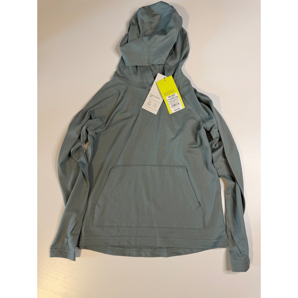 All in Motion Boys Raglan Hooded Tee Blue Green XS 4-5 NWT Moisture Wicking